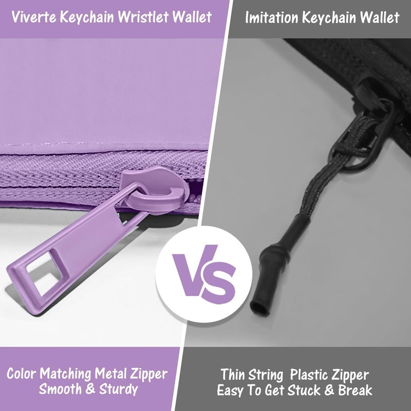 Viverte Mini Zip Around Wristlet Wallets for Women Small Portable Coin Purse Dual Pouch Keychain Wristlet Preppy Things Cute Stuff Gifts for Teen Girls (Lavender) - Image 5